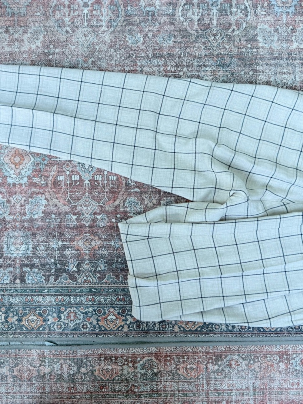 Men's Windowpane Two-Piece Suit - beige-blue lines size skinny 42 - Picture 13 of 16